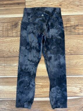 Lululemon Aligh High Rise Crop Leggings Size 6 Diamond Dye Pitch Grey Graphite
